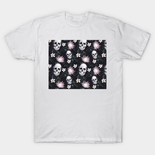 Dark floral skull glam T-Shirt